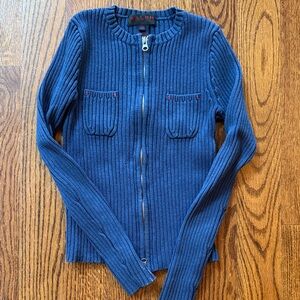 Ralph Lauren Blue Ribbed zip up Cardigan